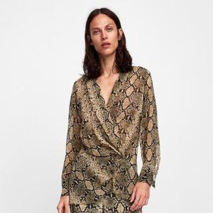 Zara Snakeskin Wrap Shirt